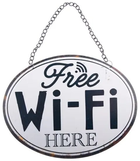Kovová závesná ceduľka - wifi 17,5 x 13,5 x 0,5 cm