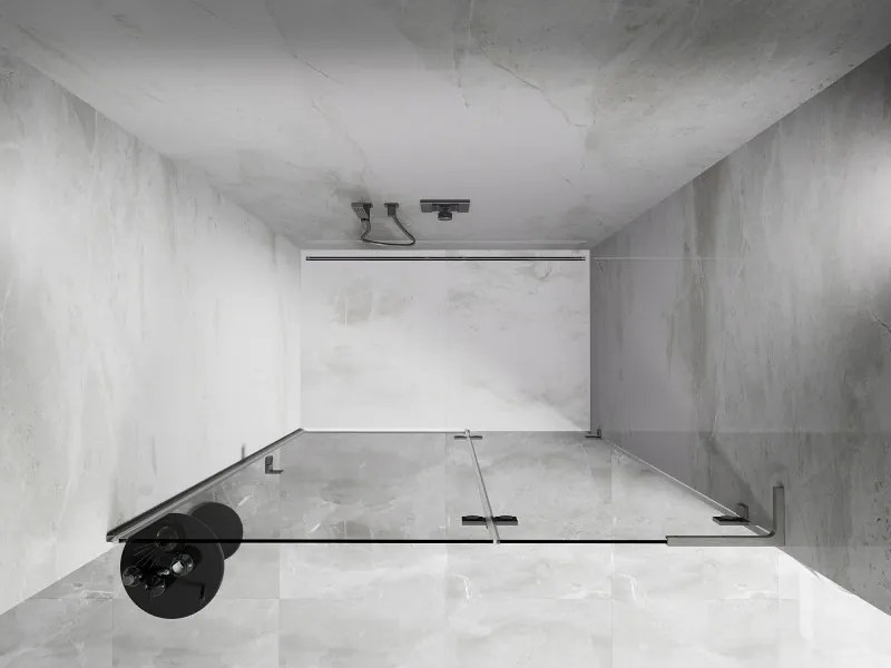 Mexen, Mexen Lunar L sklápacie pravé sprchové dvere 140 cm, transparentné, brúsený nikel - 834L-140-000-97-00-P