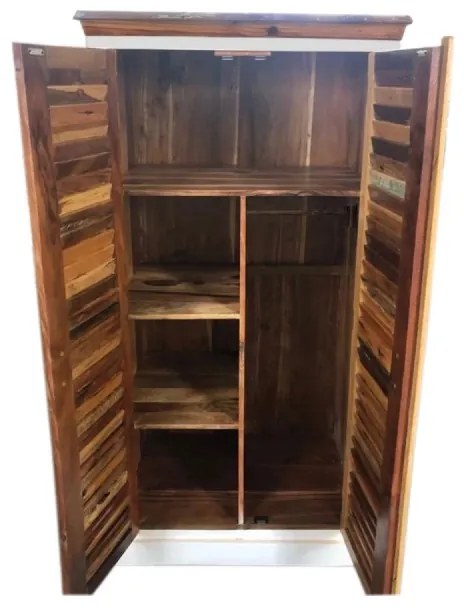 furniture-nabytek.cz - Masívna šatníková skriňa Perth z recyklovaného dreva, lakovaná, biela / farebná – 90×60×180 cm