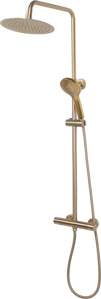 Rea Vincent, sprchový set s termostatickou batériou a dažďovou hlavicou 25cm, zlatá matná, REA-P6602