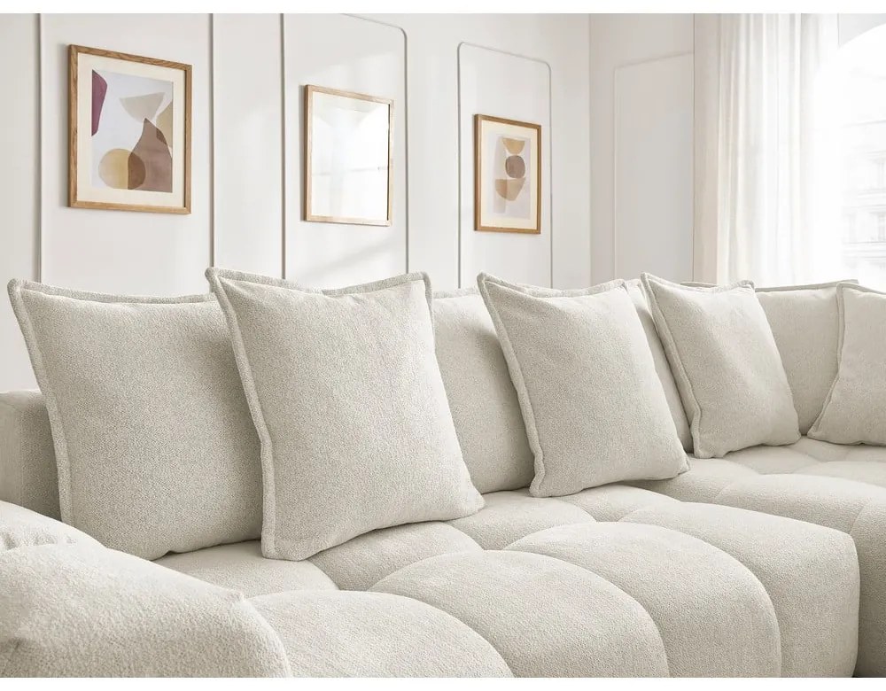 Biela ženilková rozkladacia/s úložným priestorom rohová pohovka (pravý roh/do L) Everest – Bobochic Paris