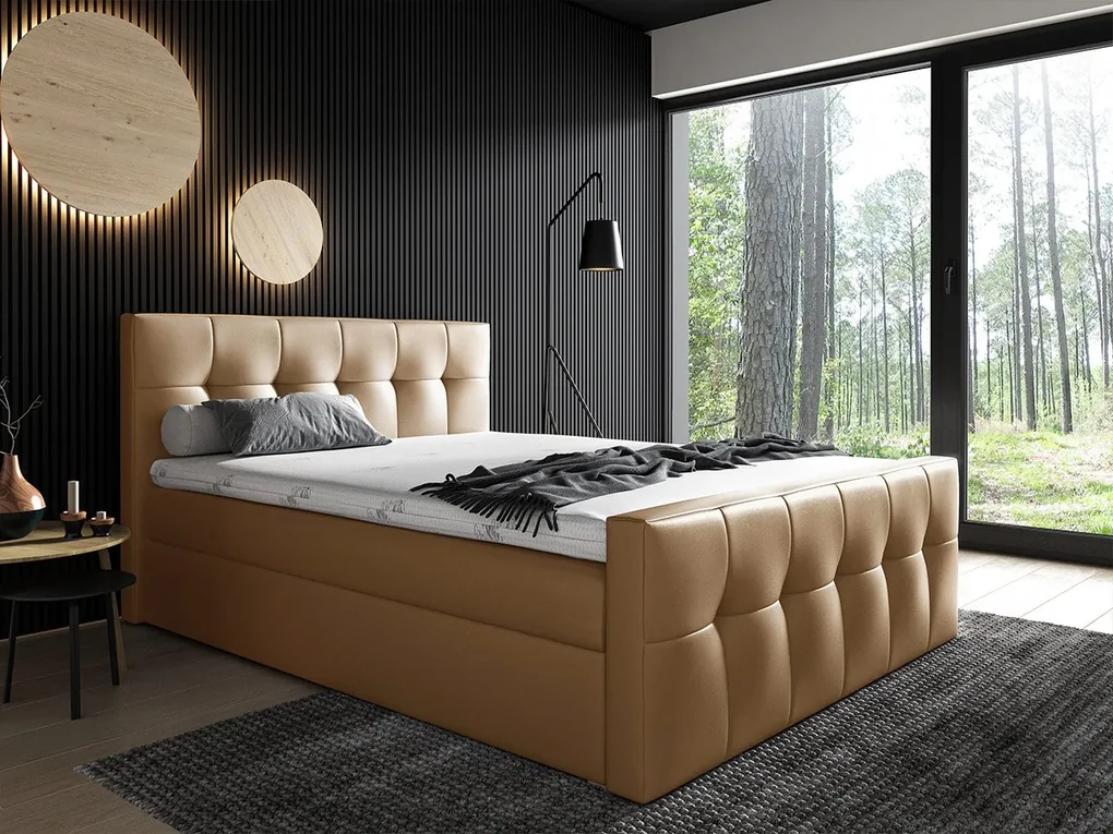Kontinentálna posteľ Larnaka, Rozmer postele: 160x200, Dostupné poťahy: ekokoža Soft 017 (biela)