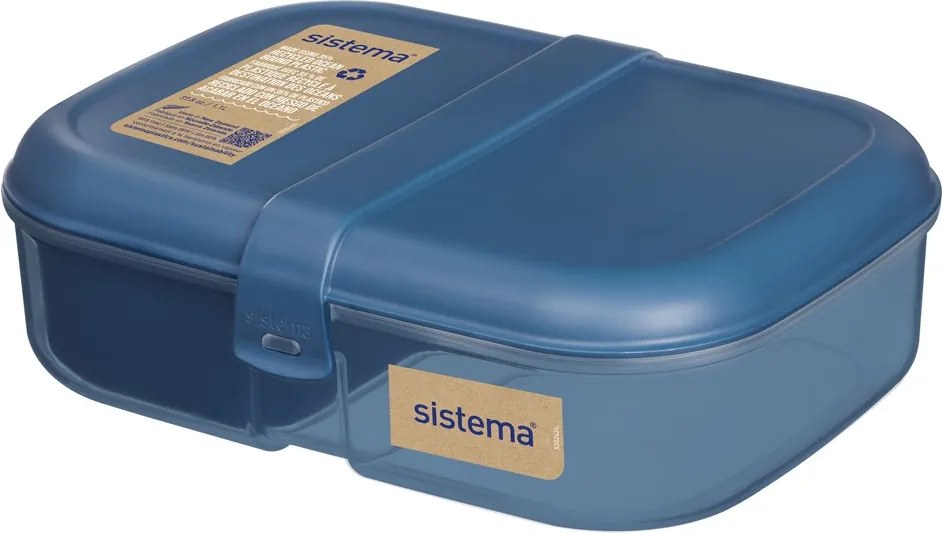 Set desiatového boxu s fľašou - Desiatový box Ribbon 1,1 l a fľaša Swift 480 ml, mix farieb - SISTEMA Farba škatuliek SISTEMA: Modrá