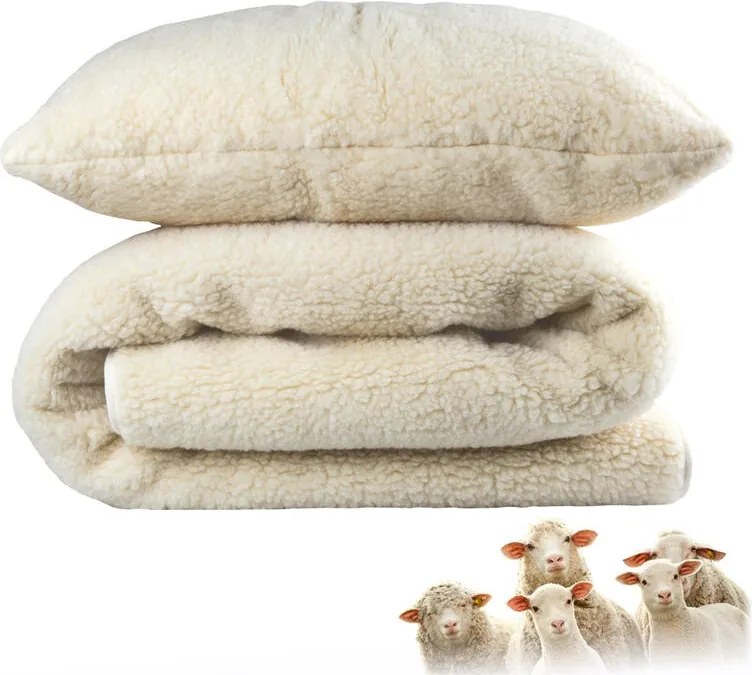 Súprava prikrývky 135 x 200 cm a vankúša 70 x 90 cm z Merino vlny