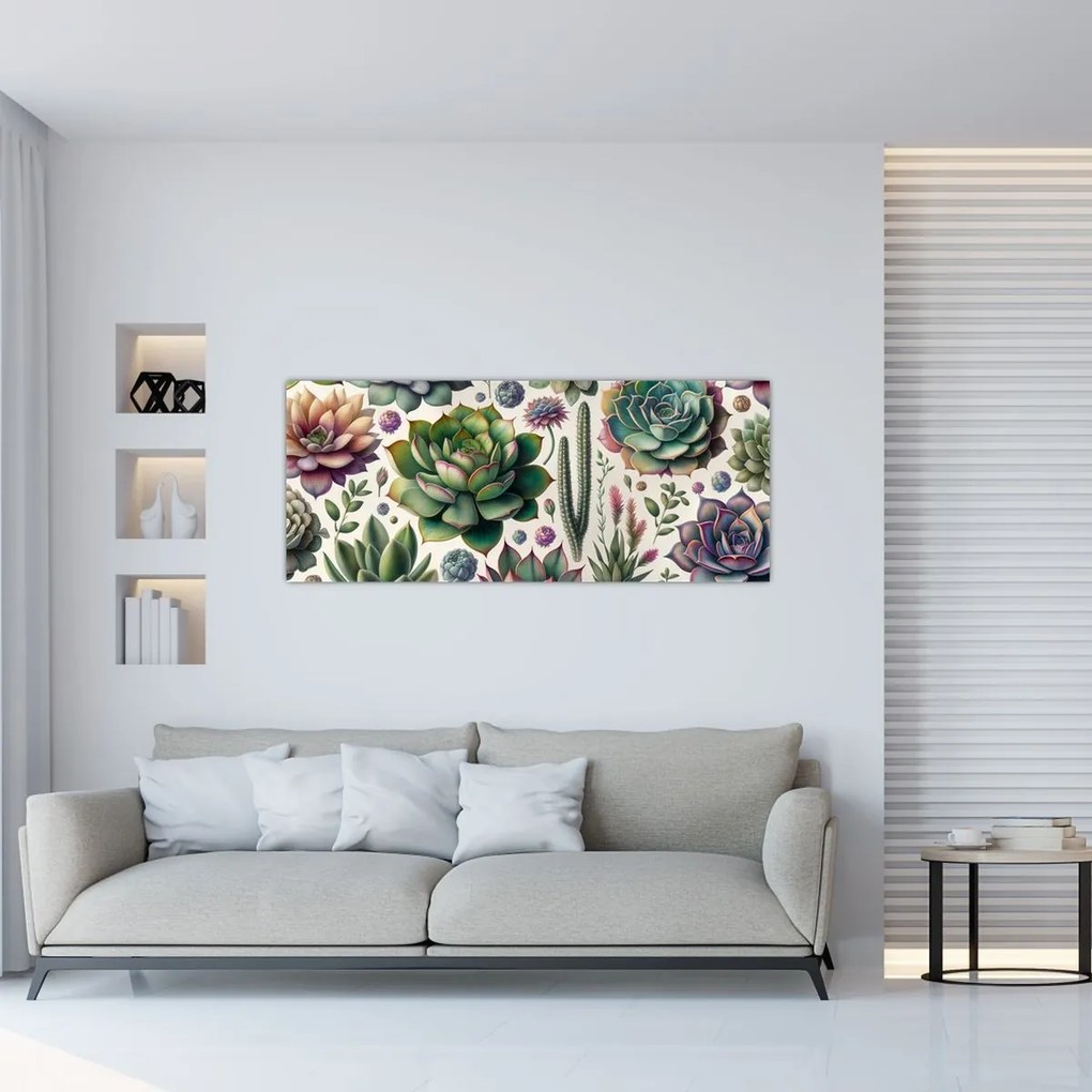 Obraz - Sukulenty (120x50 cm)