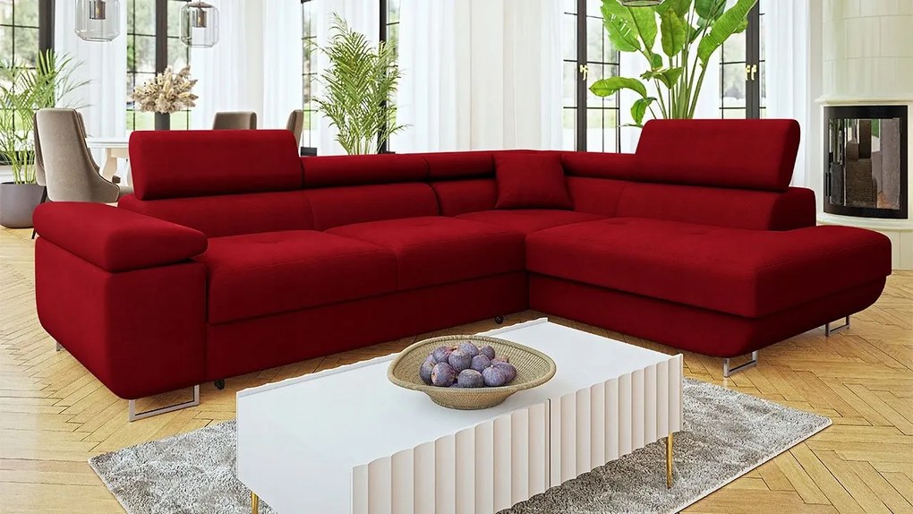 Rohová sedačka Terazuro Premium (bordová) (s úl. priestorom) (p)