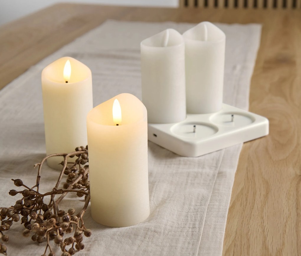 LED akumulátorové sviečky z pravého vosku, 4 ks