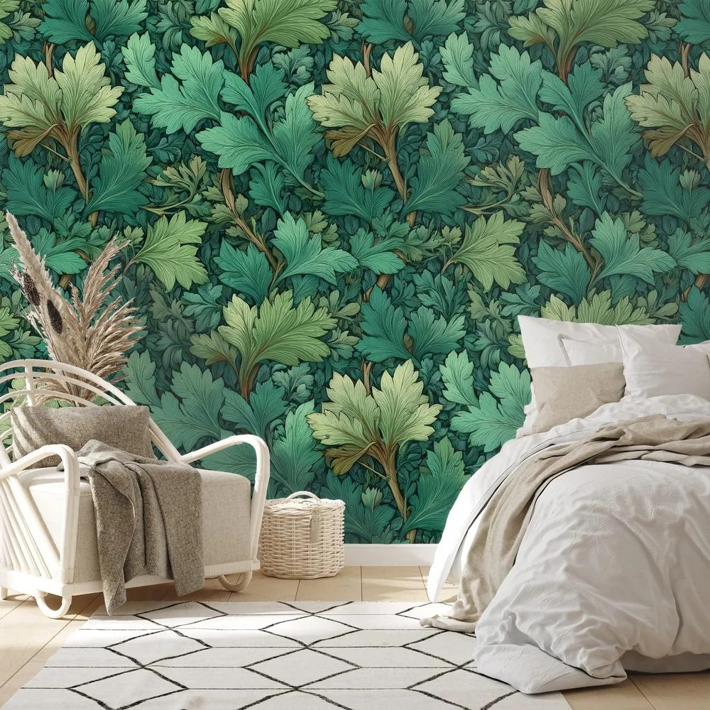 Tapeta zelené listy v klasickom štýle