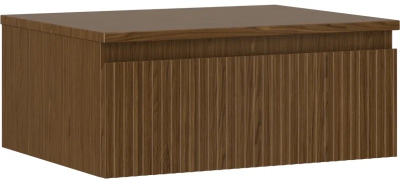 Mexen Rivel, kúpeľňová skrinka 60 cm s hornou časťou, 1 zásuvka, drážkovaná, orech, 91A20-06023-1-BFC86