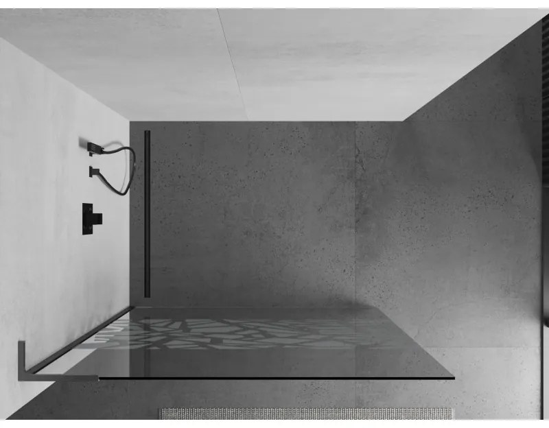 Mexen Kioto L, sprchová zástena Walk-In 110 x 200 cm, 8mm číre sklo biely vzor, grafitový profil, 800-110-103-66-85