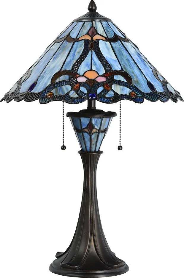 Modrá stolná lampa Tiffany Niebbo - Ø 40*61 cm E27/max 2*60W