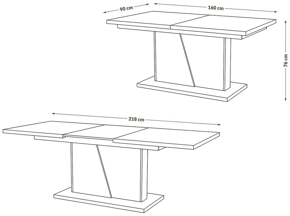 NOBLE NOIR Dub Craft Zlatý/Čierny Mat - ROZKLADANÝ STÔL DO 218 cm, pre 8, 10 osôb.