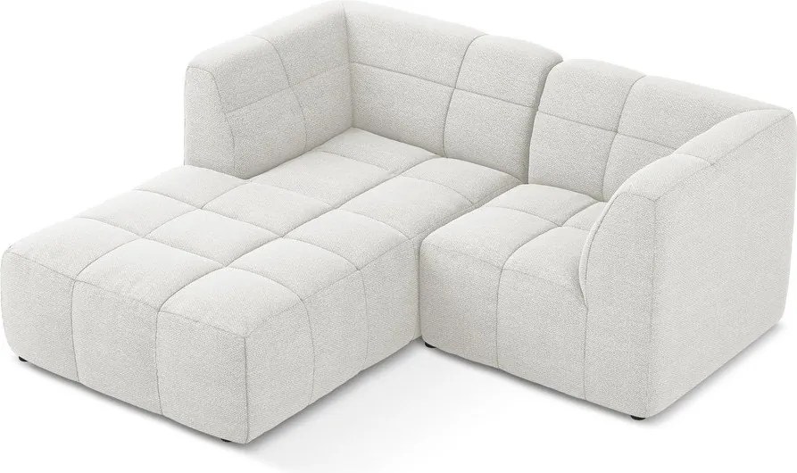 Biela rohová pohovka z textílie buklé (ľavý roh/s leňoškou) Aloha – Makamii