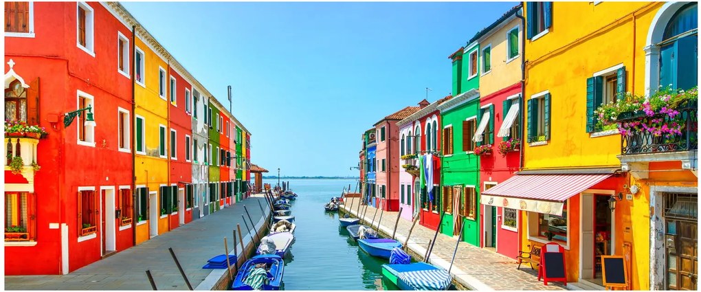 Obraz - Ostrov Burano, Benátky, Taliansko (120x50 cm)