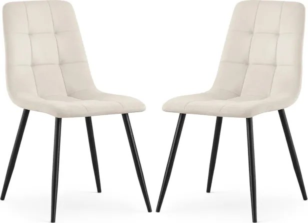 Sada dvoch jedálenských stoličiek NERO zamatové, béžové / čierne nohy (2 ks)