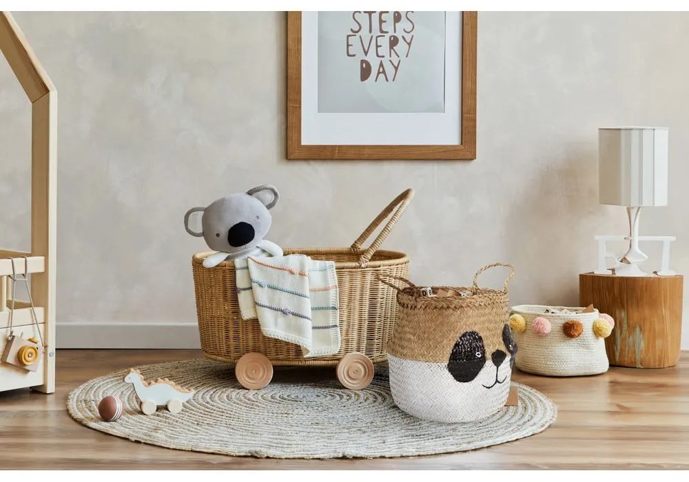 Detský kôš na hračky z morskej trávy v bielo-prírodnej farbe ø 25x24 cm Panda – Compactor