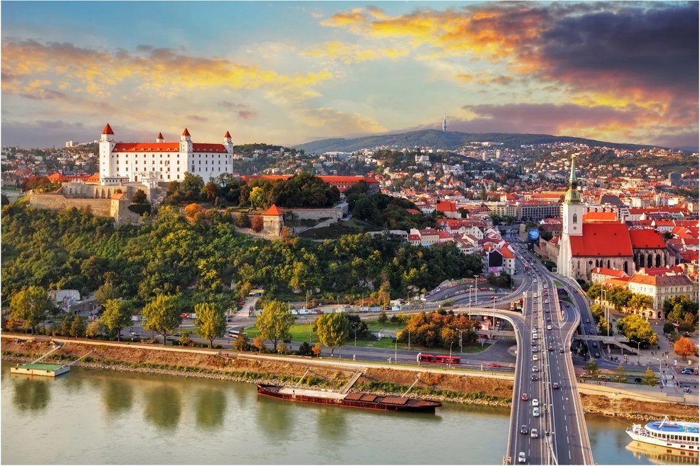Obraz - Panorama Bratislavy, Slovensko (90x60 cm)