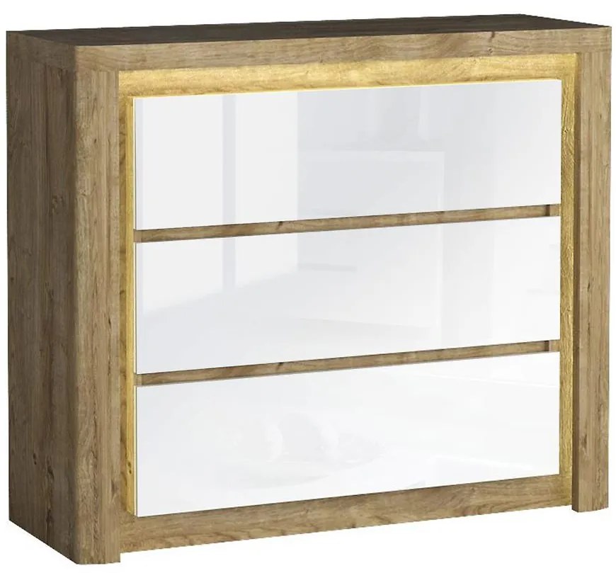 Komoda Livinio L6 Ribbeck/Biely lesk