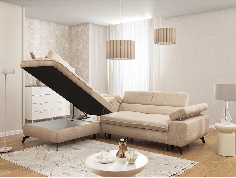 Béžová ženilková rohová pohovka (ľavý roh/do L) Marbeya – Ropez