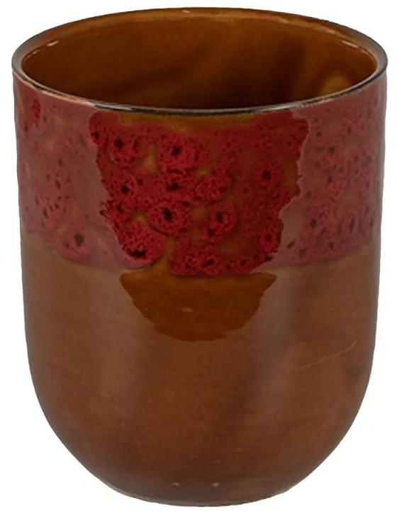 Hnedočervený keramický kalíšok na čaj - ∅ 7*8 cm / 0,15L