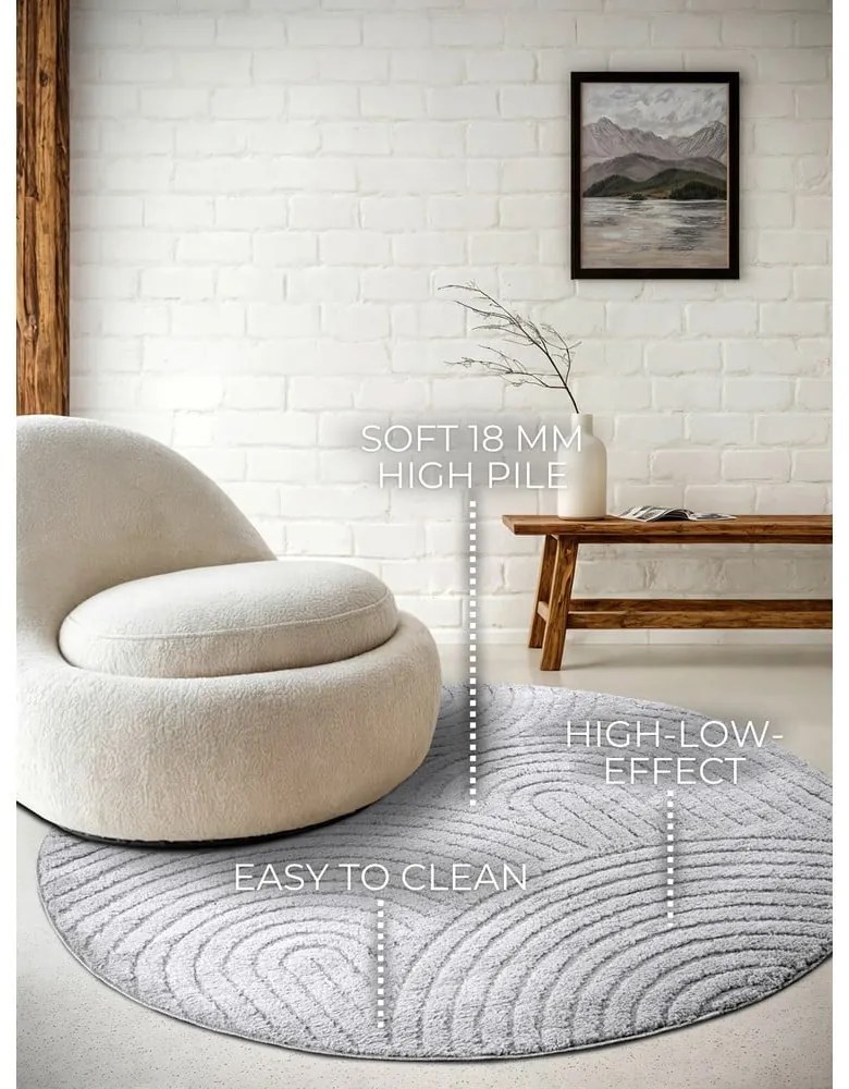 Svetlosivý okrúhly koberec ø 160 cm Panglao New York Light Grey – Elle Decoration