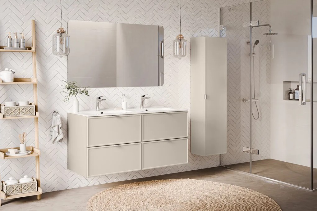 Závesná horná kúpeľňová skrinka Bella Cashmere 1DQ kašmírová