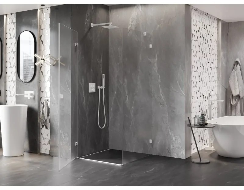 Mexen Lunar-B L, 1-krídlový sprchový kút, ľavý, 100 x 100 cm, 8mm číre sklo, biely profil, 832L-100-100-20-00-L