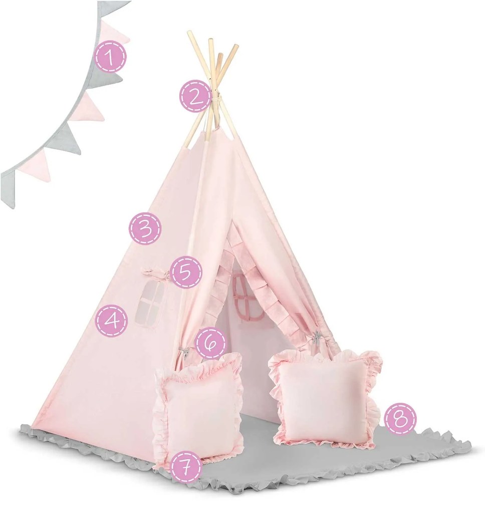 Detský stan típí Nukido NK-406 - svetloružový