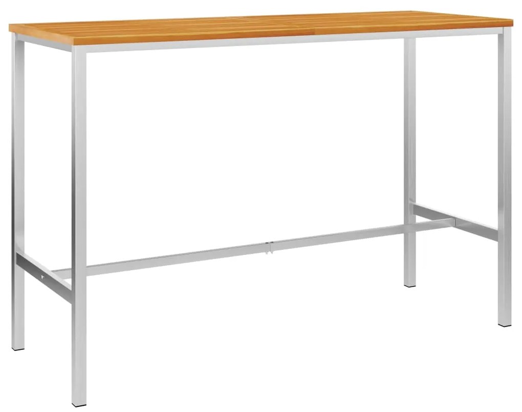vidaXL Barový stôl 160x60x105 cm, akáciový masív a nehrdzavejúca oceľ