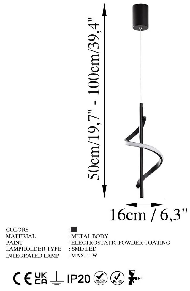 Čierne LED závesné svietidlo ø 16 cm Likma – Opviq lights