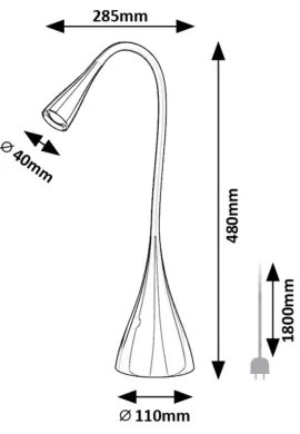 Rabalux 74204 - LED Stmievateľná stolná lampa JEFF LED/4W/230V 3000K čierna