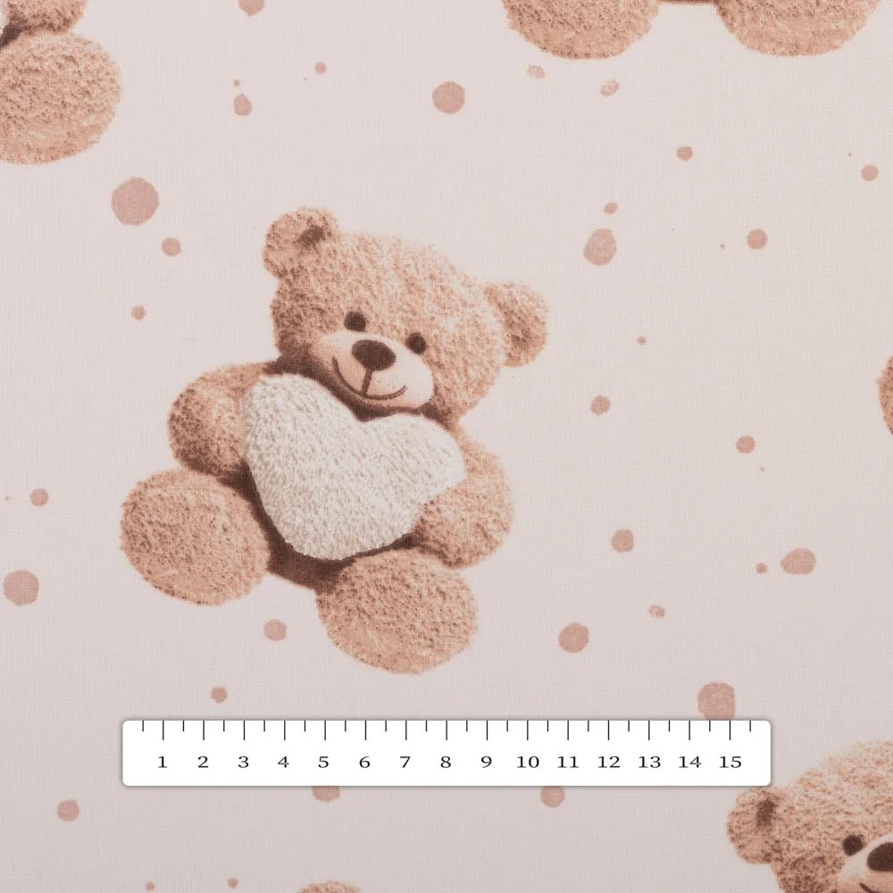 Biante Detská bavlnená obliečka na vankúš s lemom Sandra SA-721 Medvedíky so srdiečkami na púdrovo ružovom 30 x 50 cm