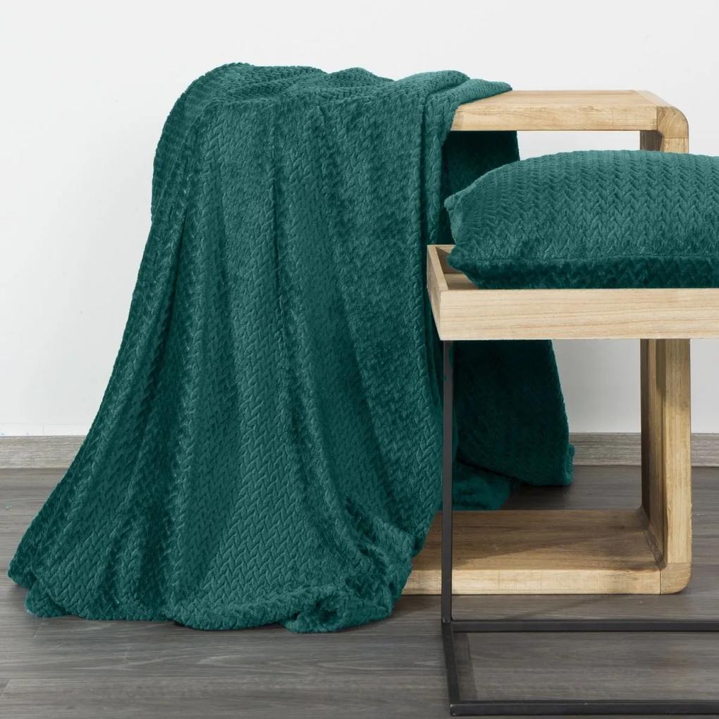DomTextilu Tmavo tyrkysová hrejivá deka s módnym vzorom 170 x 210 cm Šírka: 170 cm | Dĺžka: 210 cm 42735-207605 Zelená