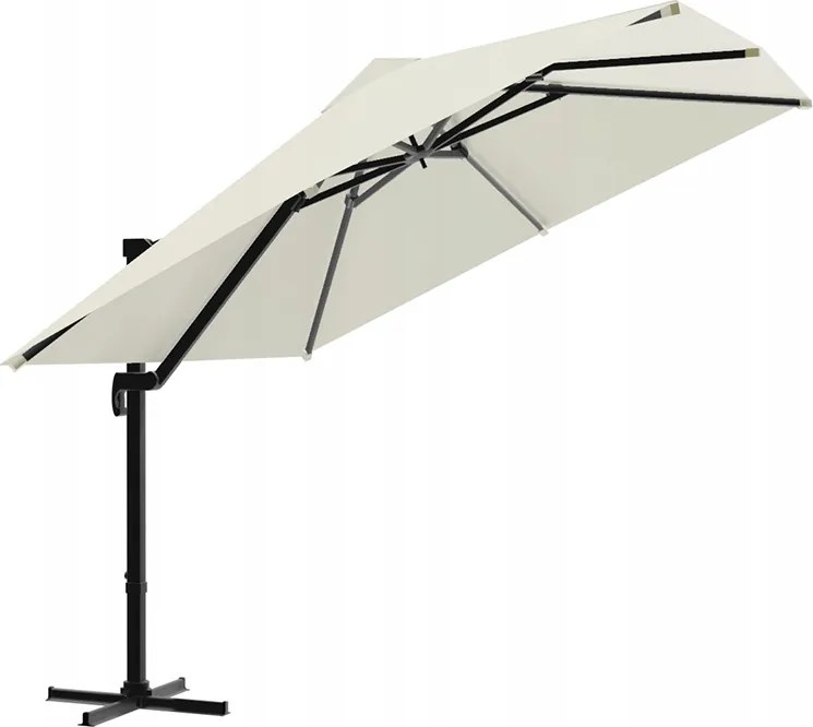 CH Krémový záhradný slnečník Roma s obalom - 3x3m