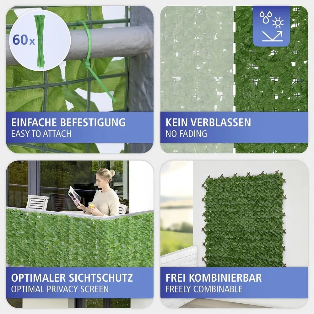 Zelená plastová balkónová zástena 300x100 cm Ivy – Maximex