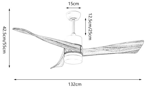 ZEVENTI - LED Stropný ventilátor NATURITO LED/18W/230V Wi-Fi Tuya čierny/dub + diaľkové ovládanie