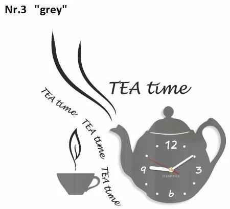 Dekoračné kuchynské hodiny Tea Time sivá