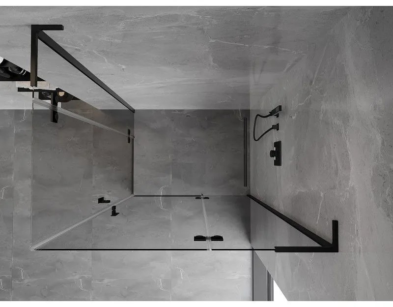 Mexen Mist-H L Duo, 2-krídlový sprchový kút 85 x 90 cm, číre sklo, čierny profil, 8A5L-085L-090P-70-00