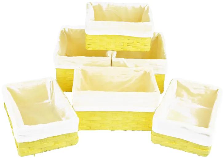 Súprava 6 úložných boxov žltých
