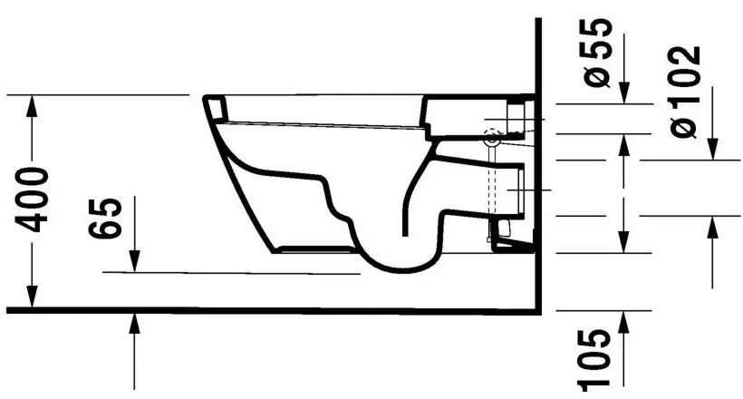 DURAVIT Starck 2 závesné WC s hlbokým splachovaním, 375 mm x 620 mm, s povrchom WonderGliss, 25330900001