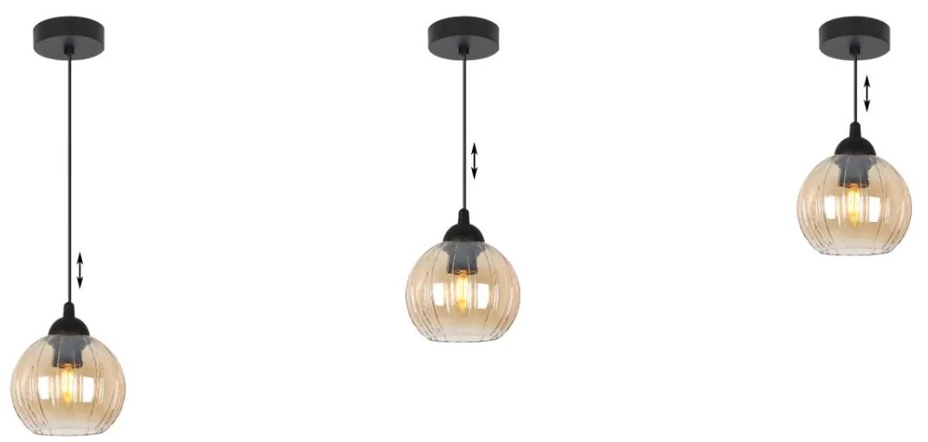 Závesné svietidlo Costa, 1x medové sklenené tienidlo, b