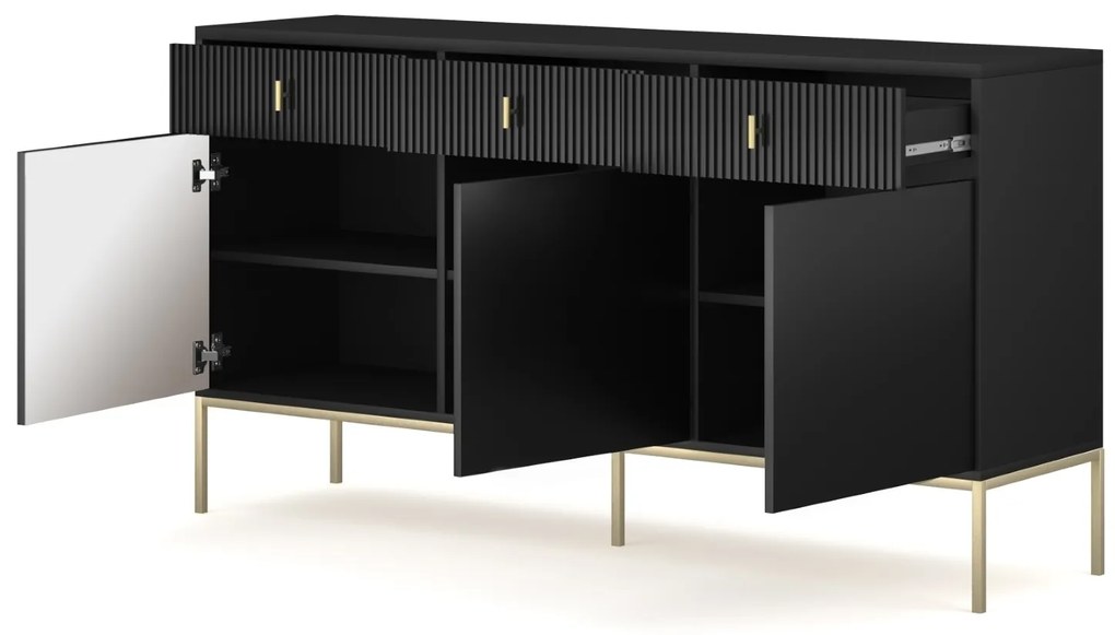 Komoda Maggiore 154,5 cm černá/zlatá