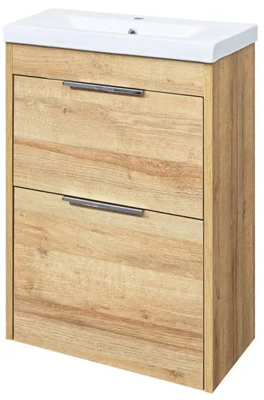 Mereo Mereo, Vigo, kúpeľňová skrinka s keramickým umývadlom, 51 cm, biela, dub, MER-CN320