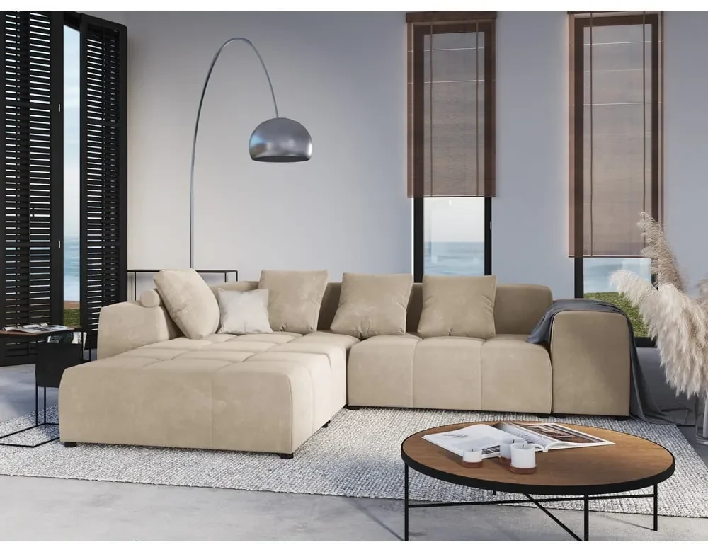 Béžový zamatový vankúš k modulárnej pohovke Rome Velvet - Cosmopolitan Design