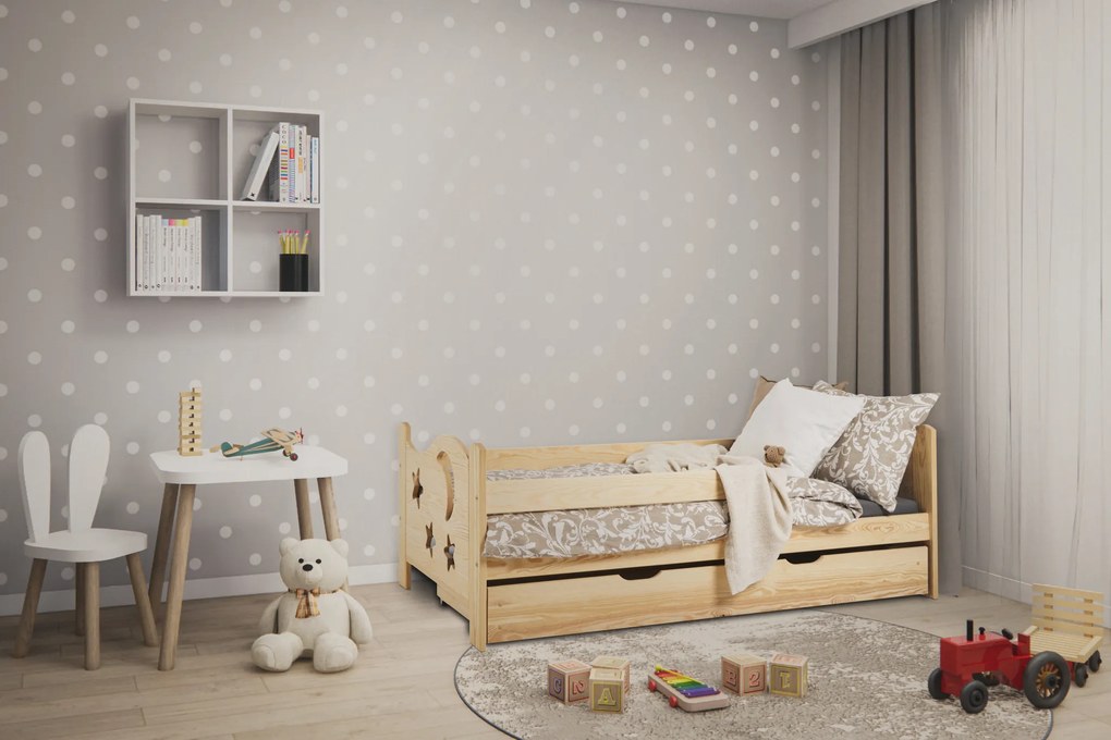 Detská posteľ MOON 80 x 160 cm, borovica Rošt: S lamelovým roštom, Matrac: Matrac EASYSOFT 10 cm