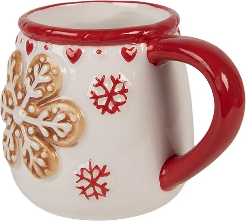 Biely vianočný keramický hrnček vločka Snowflakes - 13*10*10 cm / 375 ml