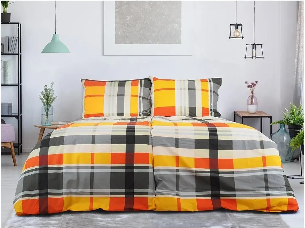 Krepové obliečky z Renforcé bavlny ORANGE KUBE farebné Rozmer obliečky: 70 x 90 cm | 140 x 200 cm