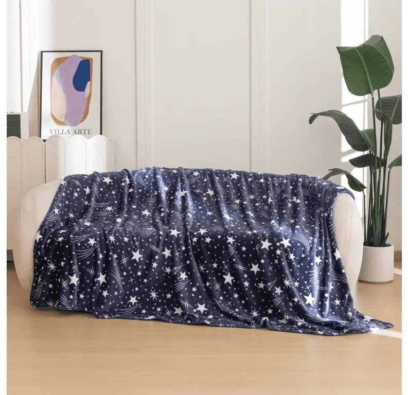 Mikroplyšová deka STARLIGHT, tmavomodrá Rozmer: 150 x 200 cm