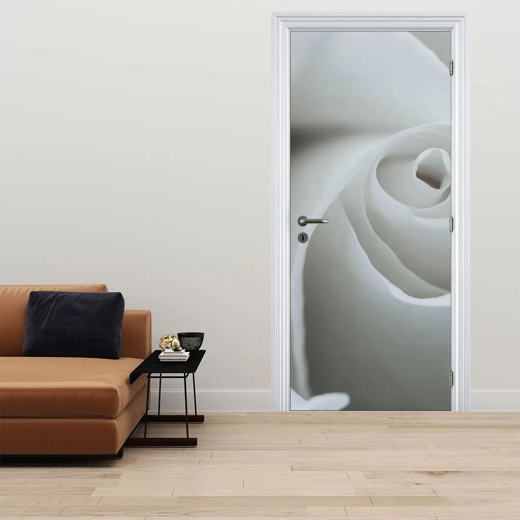 Fototapeta na dvere - Biela ruža (95x205cm)
