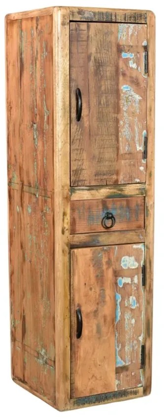 furniture-nabytek.cz - Masívna kúpeľňová skrinka Kalkata z recyklovaného dreva, lakovaná, viacfarebná – 35×35×125 cm